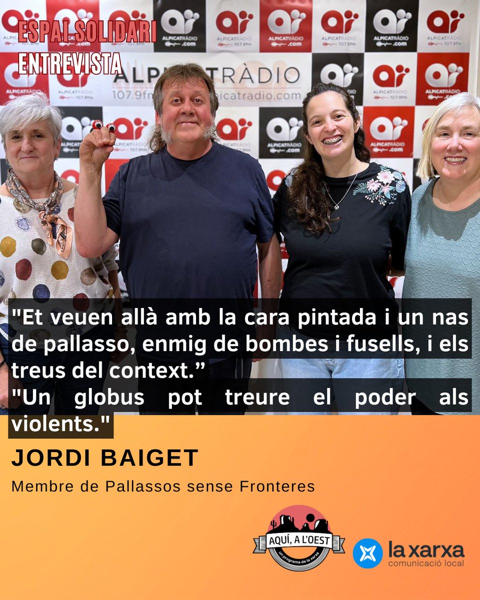El Jordi ens obre el seu cor i ens parla de les experiències que ha viscut, dels riscos que afronten i de com aconsegueixen fer riure enmig de tanta tristesa.
Avui la cosa va de pallassos, però la realitat que ens expliquen segurament no us farà riure. 

aquialoest.cat/programs/lleid…