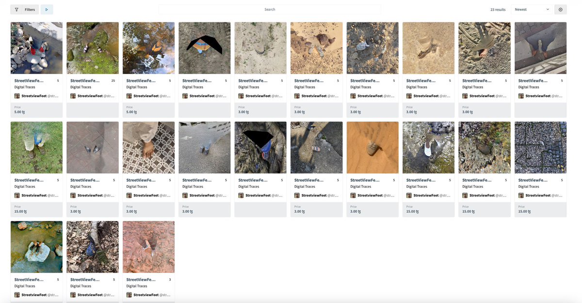StreetviewFeet's tweet image. 23 StreetViewFeet — 11 sold out 🥾
The collection keeps growing.
Digital Traces are screenshots of feet from virtual maps — accidental footprints left behind in the digital landscape🩶
objkt.com/collections/KT…