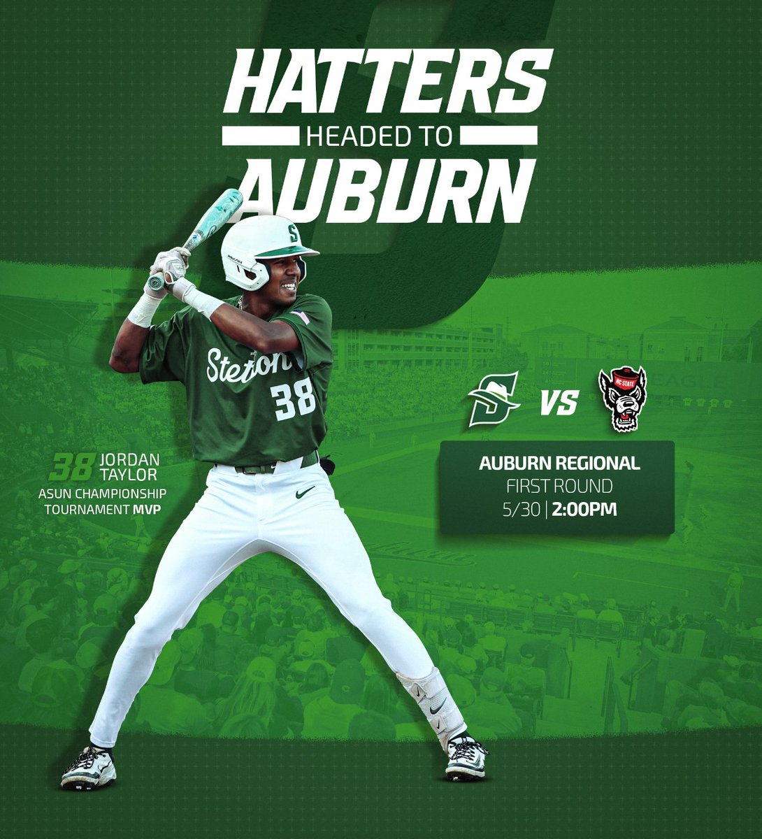 Stetson Baseball (@stetsonbaseball) on Twitter photo 𝗪𝗲'𝗿𝗲 𝗶𝗻!!
The Hatters are heading to Auburn for the NCAA Regional!
#GoHatters | <a href="/StetsonHatters/">Stetson Hatters</a> | <a href="/StetsonU/">Stetson University</a> 𝗪𝗲'𝗿𝗲 𝗶𝗻!!
The Hatters are heading to Auburn for the NCAA Regional!
#GoHatters | <a href="/StetsonHatters/">Stetson Hatters</a> | <a href="/StetsonU/">Stetson University</a>