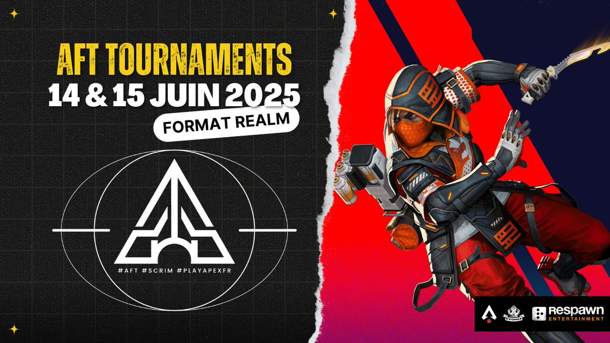 Les realms sont de retour en juin !

Le 14 et 15 juin, préparez-vous à affronter en solo Q ce nouveau realm organisé par les #AFT en partenariat avec <a href="/_ApexStatus/">Apex Legends Status</a> , <a href="/ApexEvoniia/">Evoniia</a> &amp; <a href="/Respawn/">Respawn</a>.🤝

Discord inscription : discord.gg/AsMbpkFTP3

Le gagnant remportera un heirloom 3D👑
