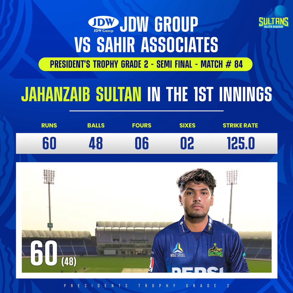 EliteSquadMS's tweet photo. A fighting innings from Jahanzaib Sultan for JDW today!

#JDW | #PresidentsTrophy https://t.co/QUfZ3OnhI2