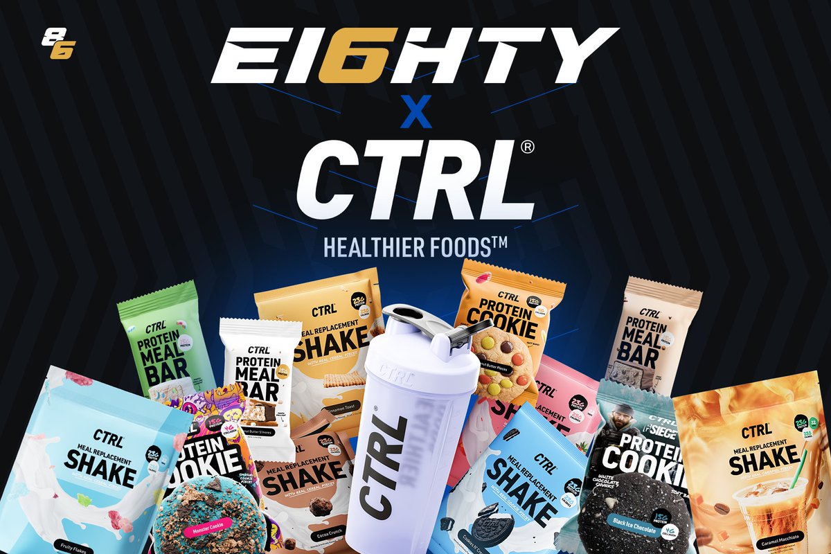 Eighty6 X <a href="/DrinkCTRL/">CTRL</a> 

We are so happy to announce our new Partnership with CTRL! 

They make quality and healthy products like meal replacements, protein bars and cookies, for gamers, gym goers and anyone else of course. 

#PowerOf86 | #CTRL