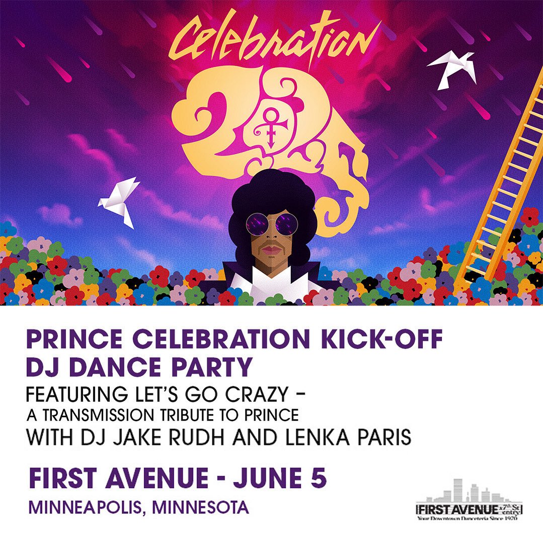 Paisley Park (@paisleypark) on Twitter photo Don’t miss the official Celebration 2025 Kick-Off Party at the legendary <a href="/FirstAvenue/">First Avenue</a> on June 5th
<a href="/JakeRudh/">Jake (the 80s & 90s never ended in my world) Rudh</a> and <a href="/lenkaparismusic/">Lenka Paris</a> will be spinning all night long.
Grab your tickets before they sell out and see you on the dance floor!
🎟️ first-avenue.com/event/2025-06-…
#Celebration2025 Don’t miss the official Celebration 2025 Kick-Off Party at the legendary <a href="/FirstAvenue/">First Avenue</a> on June 5th
<a href="/JakeRudh/">Jake (the 80s & 90s never ended in my world) Rudh</a> and <a href="/lenkaparismusic/">Lenka Paris</a> will be spinning all night long.
Grab your tickets before they sell out and see you on the dance floor!
🎟️ first-avenue.com/event/2025-06-…
#Celebration2025
