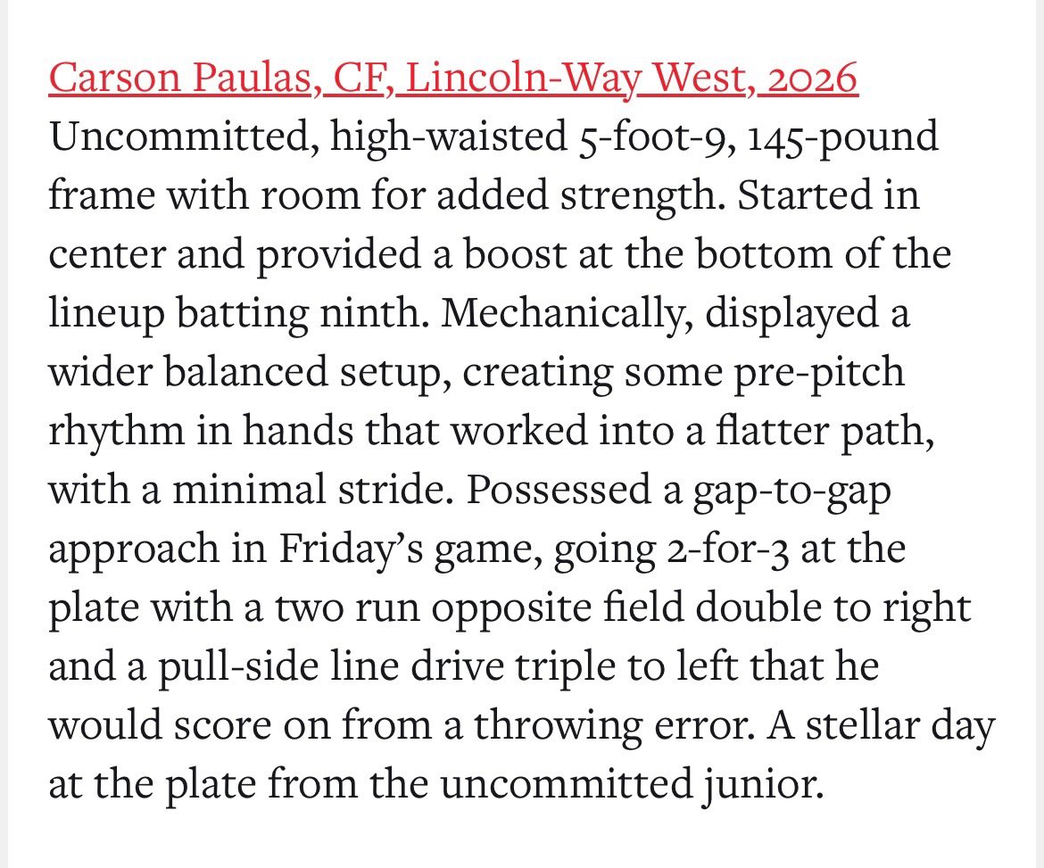 Thanks <a href="/PrepBaseballIL/">Prep Baseball Illinois</a> for the write up
