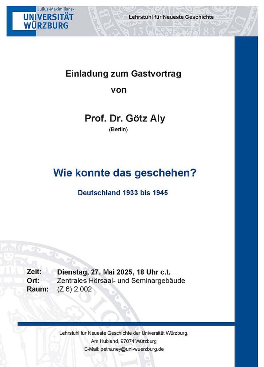 Morgen Abend kommt Götz #Aly zu uns <a href="/Uni_WUE/">Universität Würzburg #UniWürzburg</a>