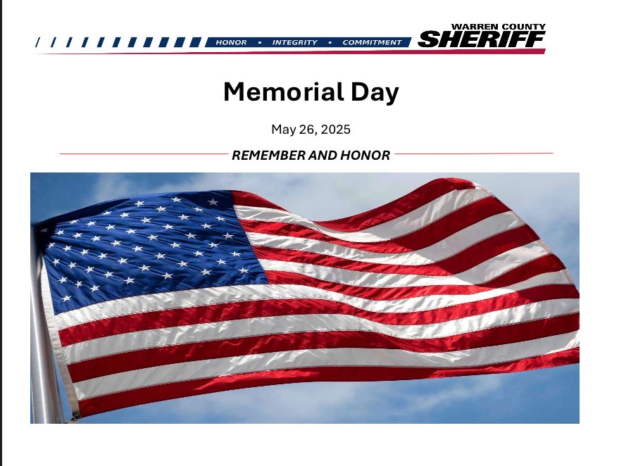 WCSO_Ohio's tweet photo. Remember and Honor

Today we honor our fallen service members. May your day be filled with remembrance as we honor those lost providing us freedom. 

#CityofSouthLebanon #UnionTownshipOhio https://t.co/pKGv4WGKkp