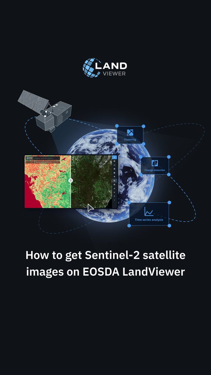 EOSDALandViewer's tweet photo. Get #Sentinel-2 imagery in #EOSDA #LandViewer:
13 bands (visible, #NIR, #SWIR), 10–60 m resolution, global since 2018, 2–3 day revisit.
Use tools like time series, clustering, and change detection.
Register and try now: https://t.co/egOKSwWp0c https://t.co/usk4cItsKU