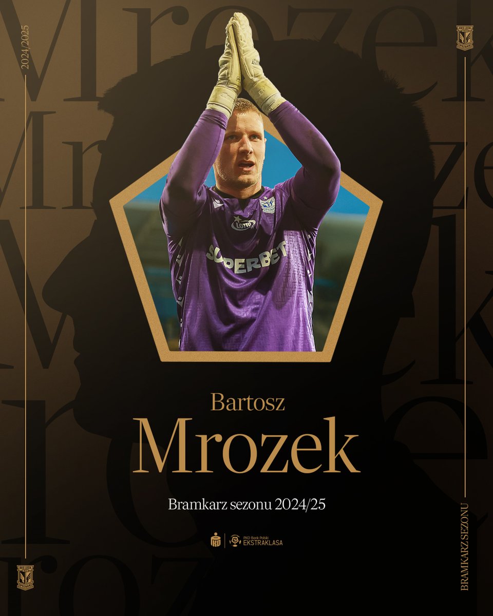 LechPoznan's tweet photo. Bartosz Mrozek bramkarzem sezonu 2024/25 🧤🥳
#GalaEkstraklasy https://t.co/doAJ0ZlIXc
