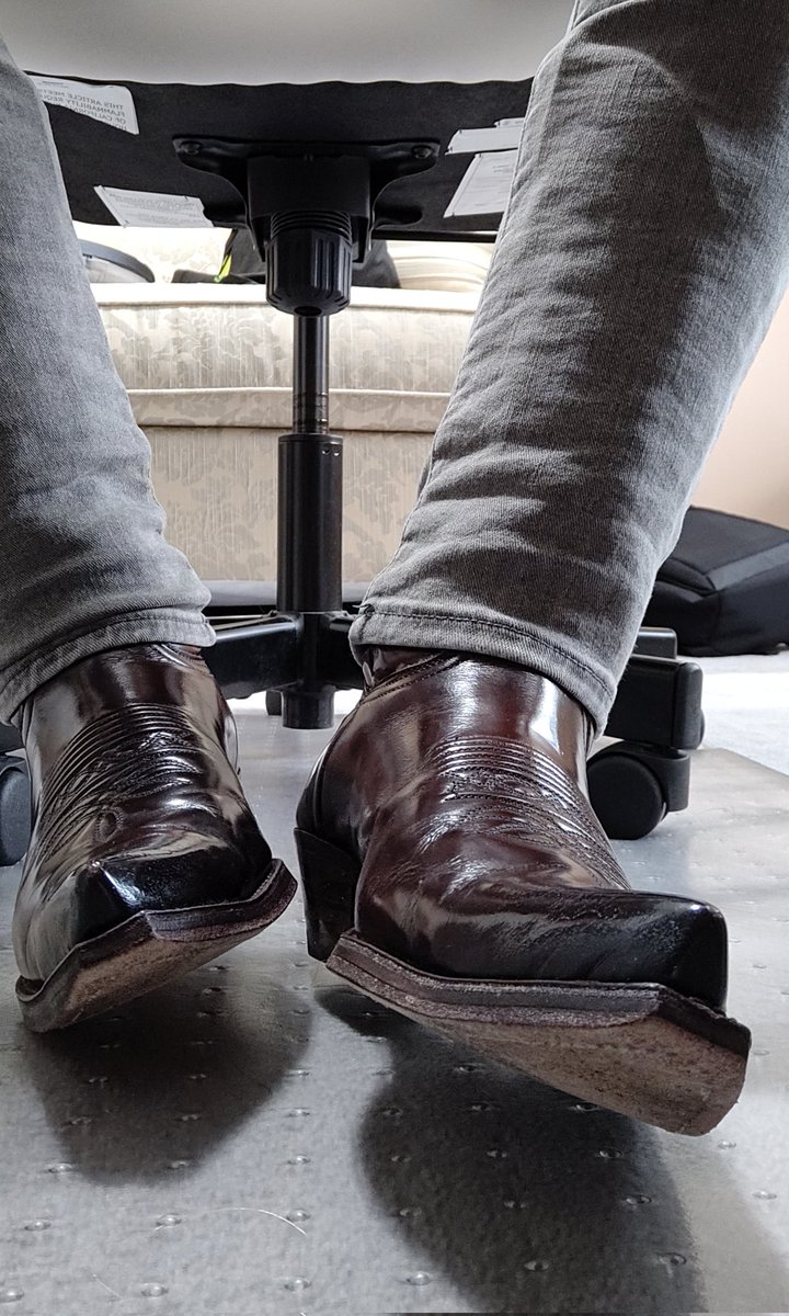 Boots under my desk, waiting for you.