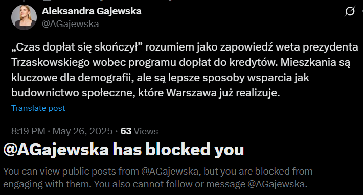 Wielki przekręt 🇵🇱🇩🇪🧉👨💻💰 (@przekret) on Twitter photo <a href="/AGajewska/">Aleksandra Gajewska</a> <a href="/Jan_co_pyta/">Jan</a> <a href="/ko_klub/">Koalicja Obywatelska 🇵🇱✌️</a> <a href="/trzaskowski_/">Rafał Trzaskowski</a> Pani poseł, pytający <a href="/Jan_co_pyta/">Jan</a> na którego post Pani tutaj odpowiada chciałby temat rozwinąć i dopytać o szczegóły, niestety go Pani zablokowała. <a href="/AGajewska/">Aleksandra Gajewska</a> <a href="/Jan_co_pyta/">Jan</a> <a href="/ko_klub/">Koalicja Obywatelska 🇵🇱✌️</a> <a href="/trzaskowski_/">Rafał Trzaskowski</a> Pani poseł, pytający <a href="/Jan_co_pyta/">Jan</a> na którego post Pani tutaj odpowiada chciałby temat rozwinąć i dopytać o szczegóły, niestety go Pani zablokowała.