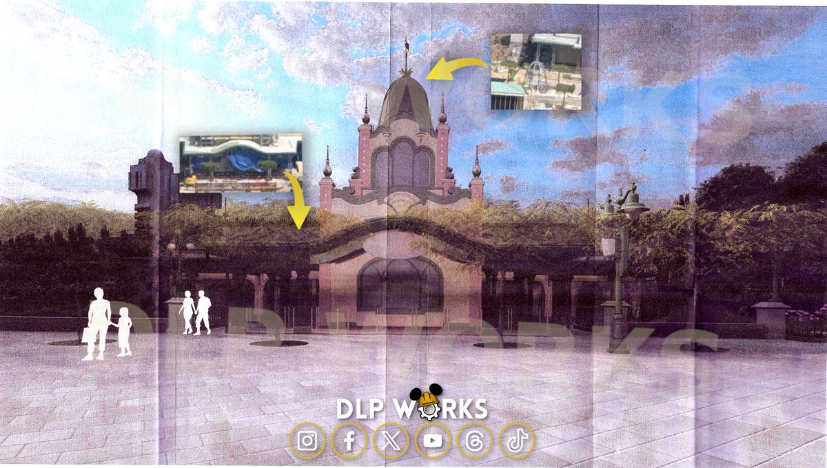 [Analysis] 🚧 Zoom at the #WDS2 East Pavilion Progress!

➡️ Our new aerial image reveals that the main dome structure for the East Pavilion is staged nearby, ready for installation atop the Fast Food &amp; Show Control building.
➡️ The building itself continues to receive thematic