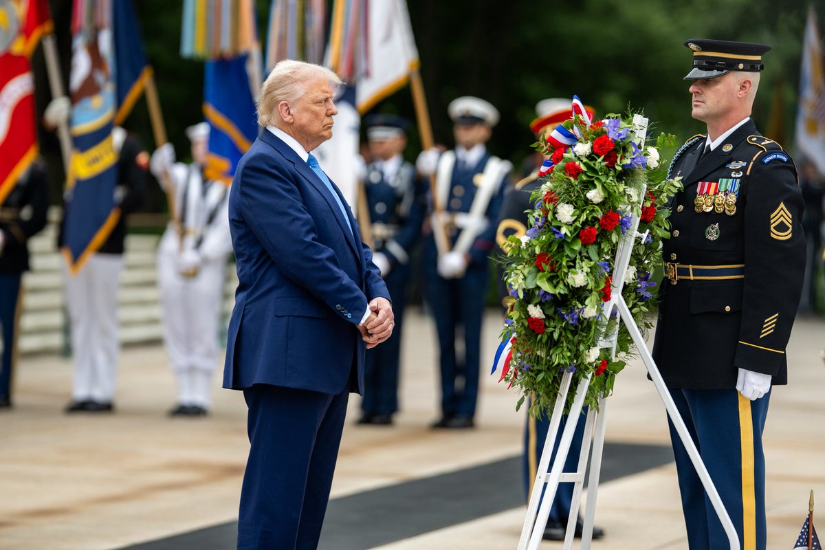 President Donald J. Trump lays a wreath at the Tomb of the Unknown Soldier at Arlington National Cemetery.