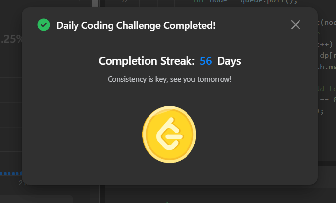 ParthDeyparthh's tweet photo. Day 55 🔁

LeetCode: "Largest Color Value in a Directed Graph"

Graph + colors + topological sort = 🧠 explosion

Had to watch a YT breakdown to get it — and that’s OK.
Learning is learning.
#100DaysOfCode #LeetCode #DevLife #GraphProblems https://t.co/8PGPU6KJOk