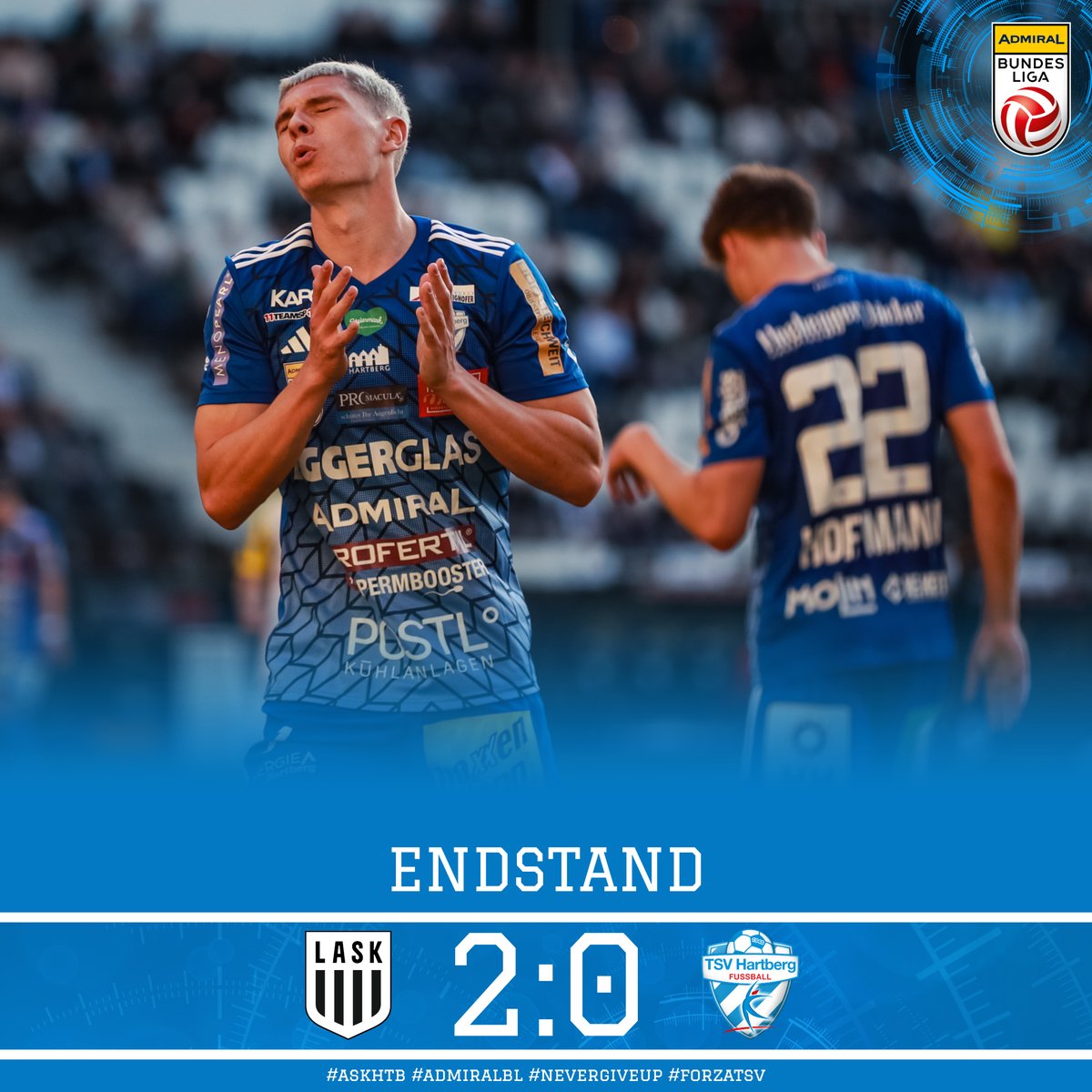 Schade! Unsere Saison endet mit einer 2:0-Niederlage in Linz.

#askhtb #admiralbl #forzatsv #nevergiveup