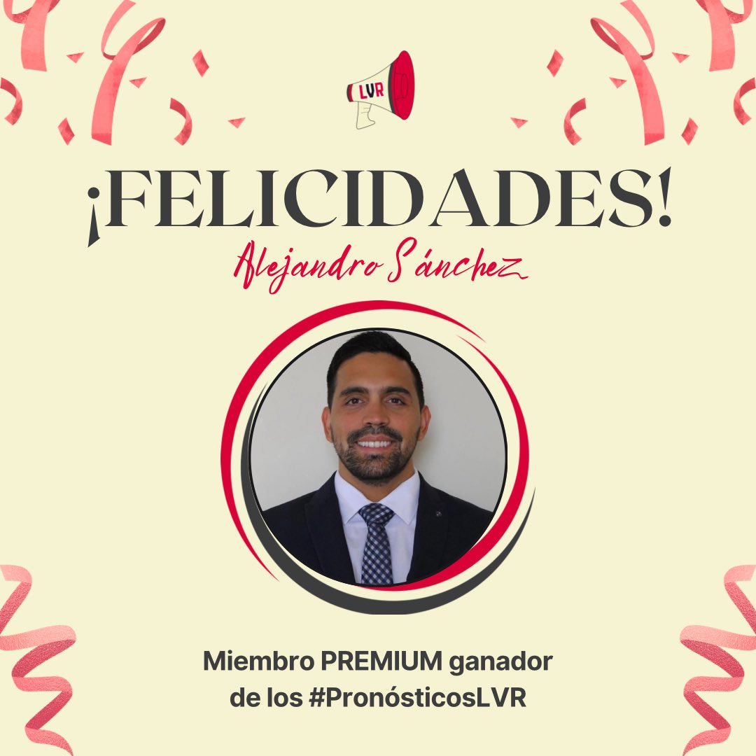 Todos los que hacemos #LVR felicitamos a <a href="/AlejandroSN21/">Alejandro Sánchez-Nadales, MD</a> por haber ganado la temporada 2024/25 de los #PronósticosLVR con 61 puntos acumulados en 55 jornadas disputadas por el #ACMilan.
⠀
👏🔴⚫️