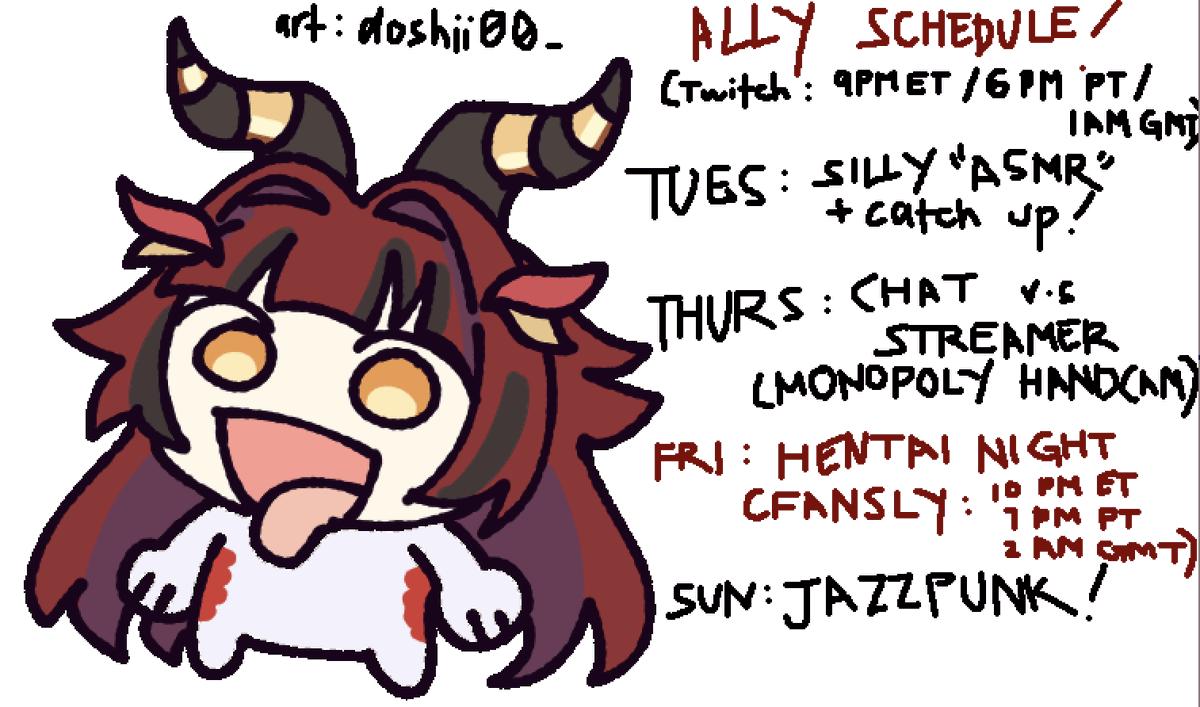 MY SCHEDULE THIS WEEK!! ✨⚔️
happy to be back :3 let's have fun!