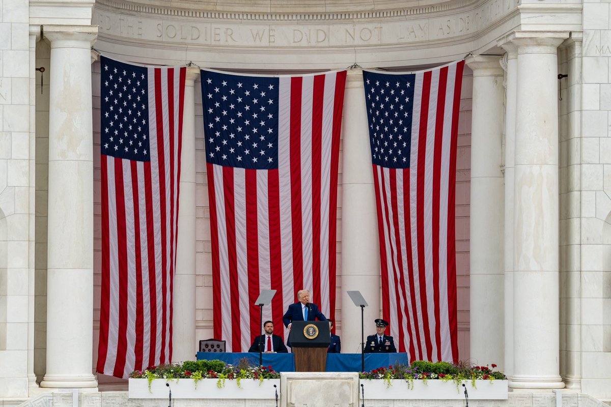 The White House (@whitehouse) on Twitter photo Memorial Day at Arlington National Cemetery. 🇺🇸
“The sacrifice that they made was not merely for a single battle, a long-ago victory, or a fleeting triumph decades or centuries past. Their sacrifice was for today, tomorrow, and every morning thereafter." - <a href="/POTUS/">President Donald J. Trump</a> Memorial Day at Arlington National Cemetery. 🇺🇸
“The sacrifice that they made was not merely for a single battle, a long-ago victory, or a fleeting triumph decades or centuries past. Their sacrifice was for today, tomorrow, and every morning thereafter." - <a href="/POTUS/">President Donald J. Trump</a>