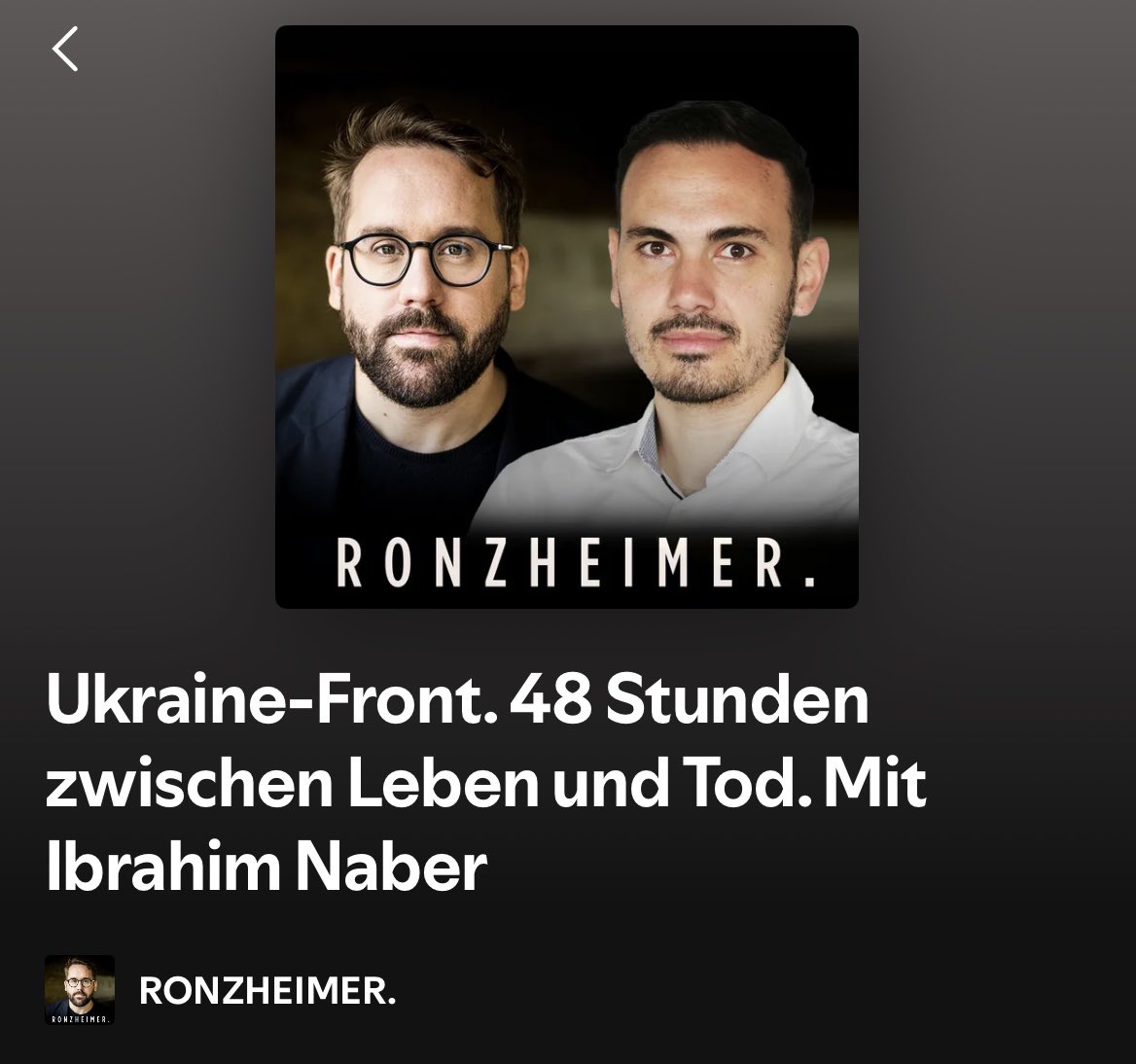 Ibrahim Naber (@ibranaber) on Twitter photo Paul <a href="/ronzheimer/">Paul Ronzheimer</a> hat mich eingeladen, um über meinen 48-Stunden Fronttrip nahe Torezk zu sprechen. Wie die Dichte an Kamikazedrohnen diesen Krieg verändert, was die ukrainischen Frontsoldaten durchmachen und warum ein Waffenstillstand in weiter Ferne ist.
open.spotify.com/episode/0ENN8q… Paul <a href="/ronzheimer/">Paul Ronzheimer</a> hat mich eingeladen, um über meinen 48-Stunden Fronttrip nahe Torezk zu sprechen. Wie die Dichte an Kamikazedrohnen diesen Krieg verändert, was die ukrainischen Frontsoldaten durchmachen und warum ein Waffenstillstand in weiter Ferne ist.
open.spotify.com/episode/0ENN8q…