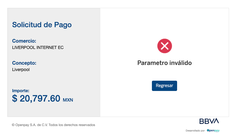 mariocaesp's tweet photo. @liverpoolmexico no sirve su página ni su app para compras en línea con pago con TDC directo, al hacer el pago dice "parámetro invalido" https://t.co/OF4bEqM8fD