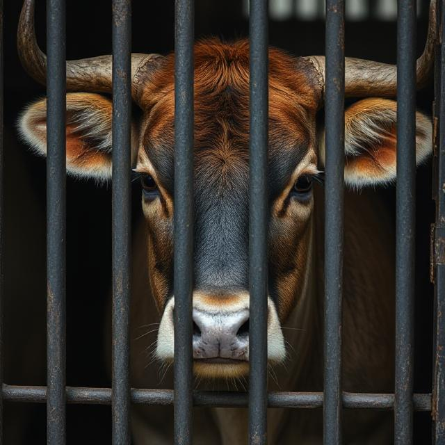 Look how sad this beautiful taurus is because it is locked up. All it wants is to be of use. All animal lovers must put pressure on chancellor Merz to release it.
