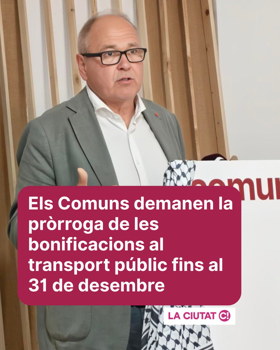 Comuns Tarragona i Terres de l'Ebre (@comunstgnebre) on Twitter photo Els detalls del nou abonament del transport públic haurien d’arribar a temps, perquè “la gent ha de poder planificar-se la vida” i exigim la informació relativa al funcionament de les noves taxes i condicions al novembre, a tot tardar. <a href="/AlonsoCantorne/">Fèlix Alonso Cantorné 🔻</a>
laciutat.cat/laciutatdetarr… Els detalls del nou abonament del transport públic haurien d’arribar a temps, perquè “la gent ha de poder planificar-se la vida” i exigim la informació relativa al funcionament de les noves taxes i condicions al novembre, a tot tardar. <a href="/AlonsoCantorne/">Fèlix Alonso Cantorné 🔻</a>
laciutat.cat/laciutatdetarr…