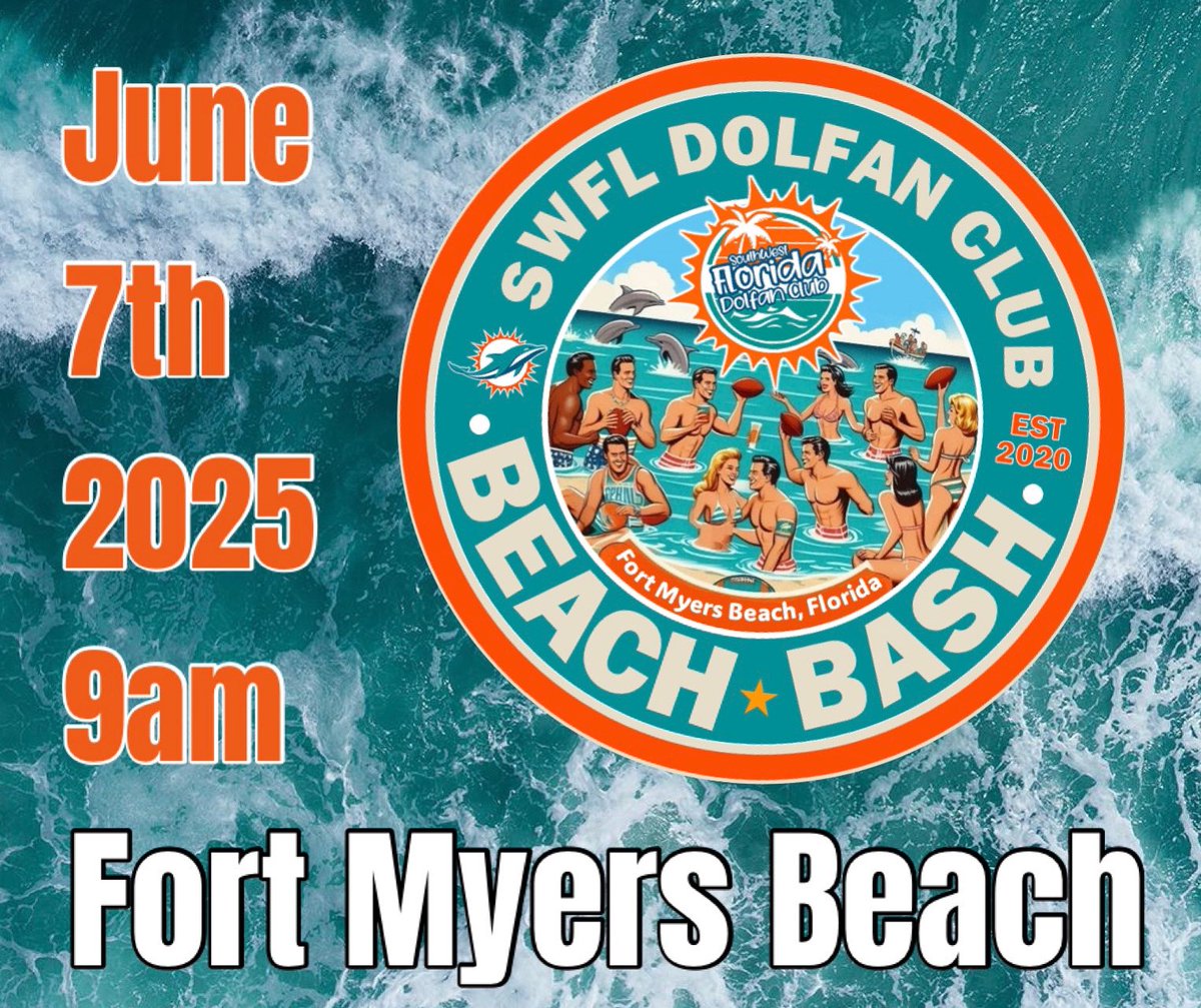SWFL Dolfan Club Beach Bash 2025 is June 7th, 2025, less than 2 weeks away!! 

Event details: facebook.com/share/1Zc5VsbG…