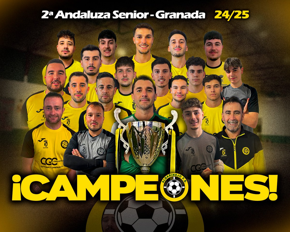 😍  𝘜𝘯 𝘦𝘲𝘶𝘪𝑝𝘰 𝘥𝘦 𝘓𝘦𝘺𝘦𝘯𝘥𝘢 𝑝𝘢𝘳𝘢 𝘭𝘢 𝘏𝘪𝘴𝘵𝘰𝘳𝘪𝘢  

✅🏆  CAMPEONES de Copa Andalucía Granada 2024/25
✅🆕🏆  CAMPEONES de Liga en 2ª Andaluza Sénior Granada 2024/25 

🙌  ¡AÑO de 𝗗𝗢𝗕𝗟𝗘𝗧𝗘! ¡GRANDES!

💛  #AlgarinejoEresTú #AlgarinejoEsDeTercera