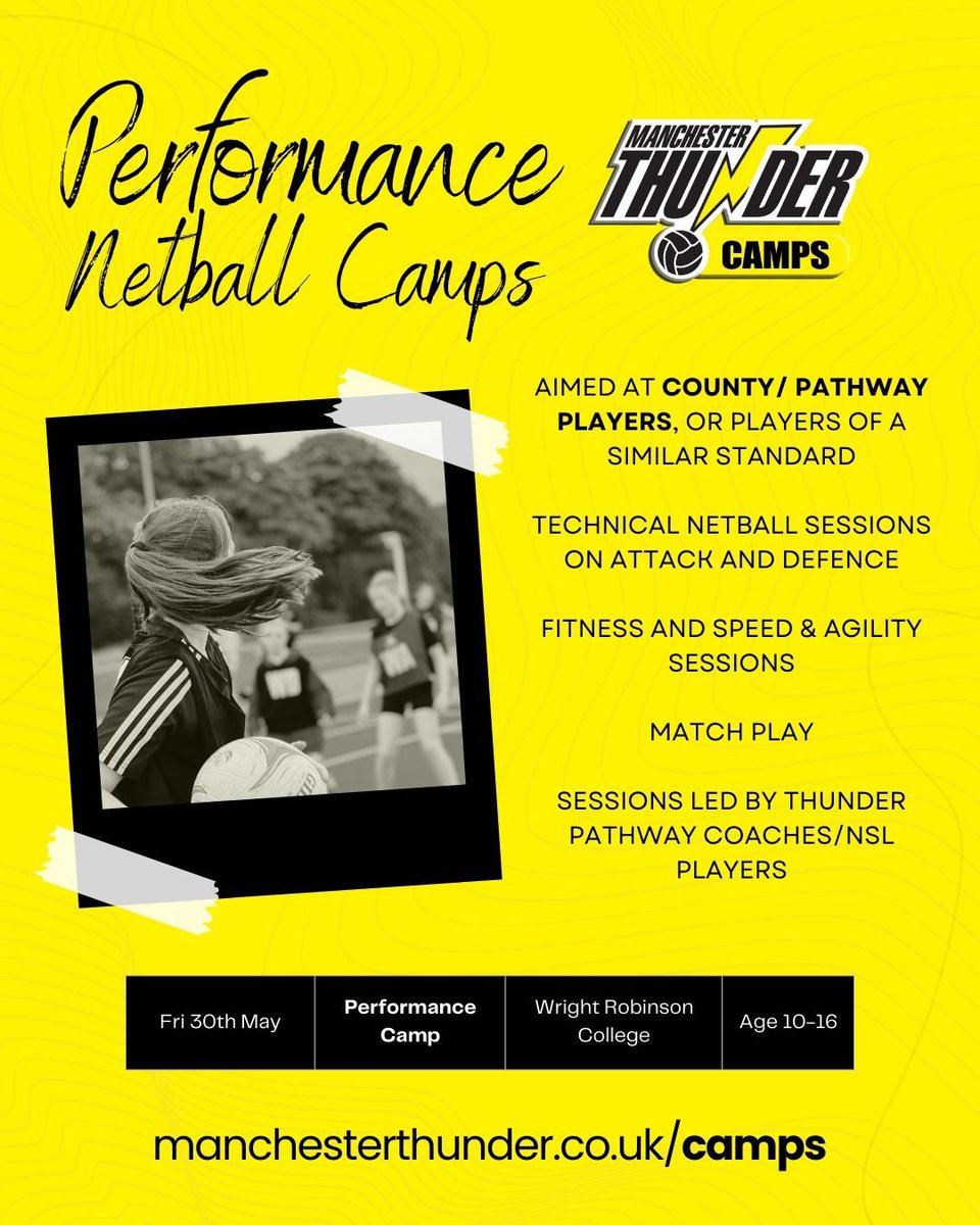 Are you still looking for plans this May half term? 😮

Why not book onto a Thunder Camp with our NSL stars Elmerè, Nicola, Paige, and Lois? ⚡

With limited spaces remaining on both our Performance and Thunder camps, don’t miss your chance to train with the best!🤩

Book on and