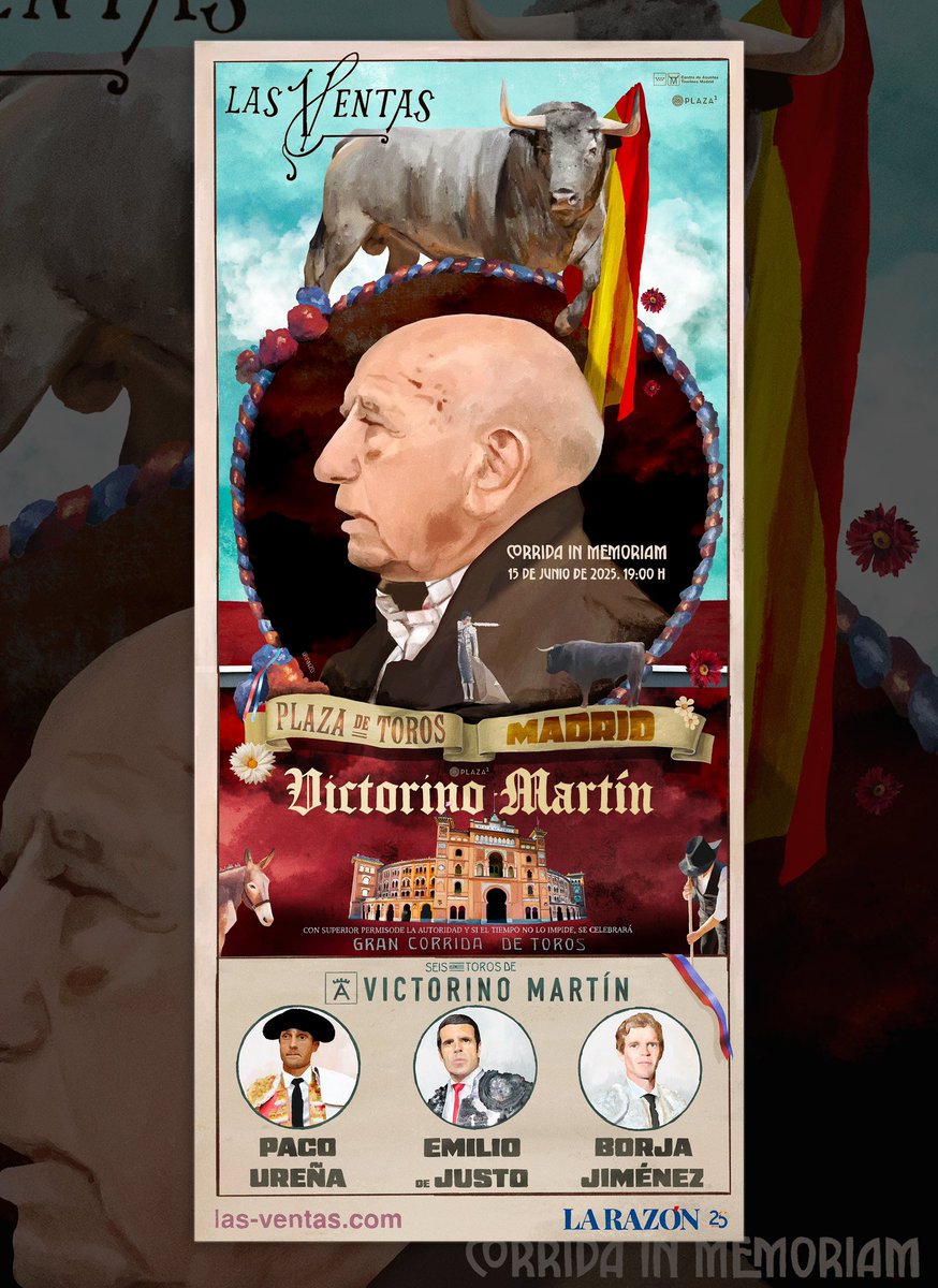🎨 El  𝗖𝗔𝗥𝗧𝗘𝗟 de la Corrida In Memoriam que acaba de ser presentado en #LasVentas. ¡Una cita de lujo tras #SanIsidro2025!

✍️ Obra de Juan Iranzo, del Departamento de Comunicación de Plaza 1. Todos los elementos representados han sido ilustrados a mano.
