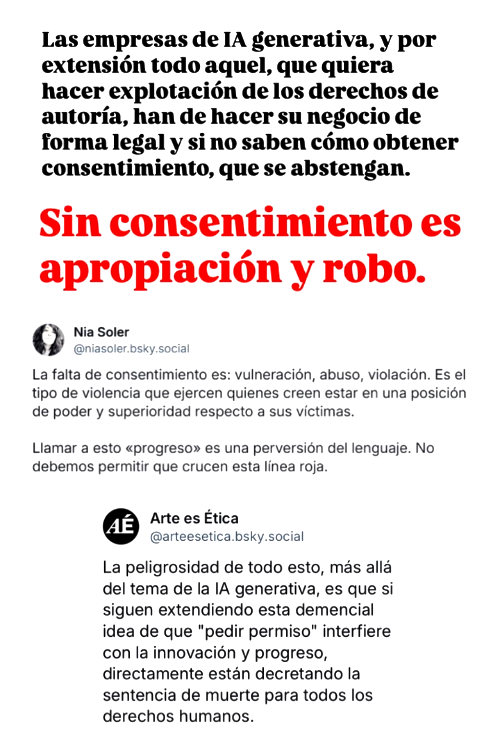 Cualquier uso que se haga de la actual IA generativa, aún creyendo que en teoría pueda ser "un buen uso", no deja de estar cimentado en la ilegalidad. Sabiendo el desarrollo ilícito sobre el que se construyó este tipo de tecnología es imposible hablar de usos éticos o legítimos.