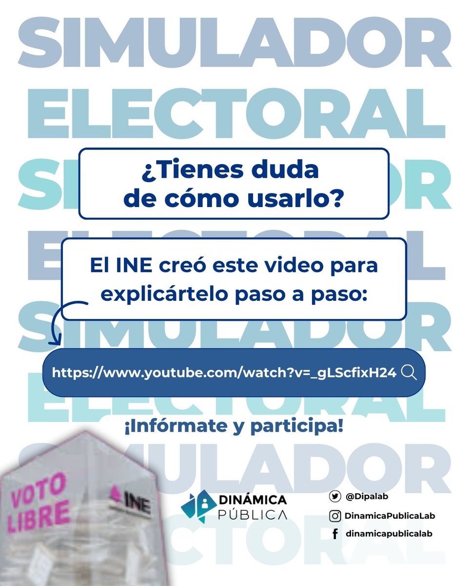 Dipalab's tweet photo. ¿Sabías que el INE lanzó un simulador para practicar tu voto en las elecciones del Poder Judicial? 🗳️
 También hay un video oficial que explica cómo usarlo paso a paso.
 Consulta ambos y participa de forma informada.#EleccionesJudiciales  #Elecciones2025 #SimuladorINE https://t.co/p8mmrXkBbu