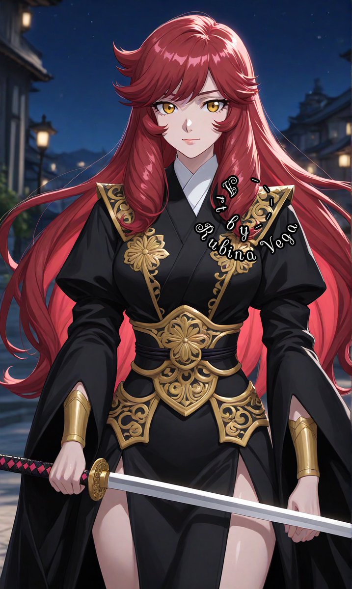 Queen Teronna Aqua Fleed wearing Samurai outfit & holding a Katana