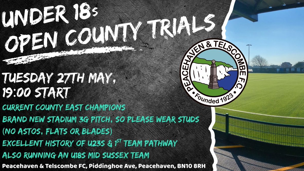 ⚽️ U18s trials continue tomorrow ⚽️

Another round of trials tomorrow evening at the club. 7pm start, please wear 3g suitable footwear.