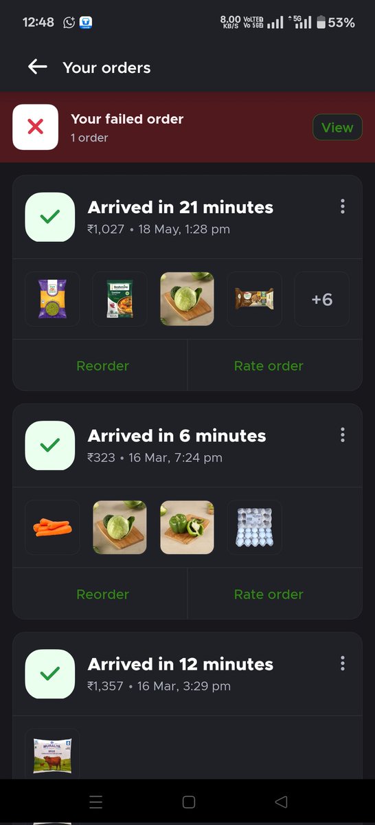 don_a_peter's tweet photo. @zomato @zomatocare @letsblinkit 
I have ordered these items via blink and it placed the order and also payment was made. And all of sudden it's says shop closed and my payment is also deducted and its says this order has not in the list then how I'm gonna get in touch support? https://t.co/Jk44Ib6mVA