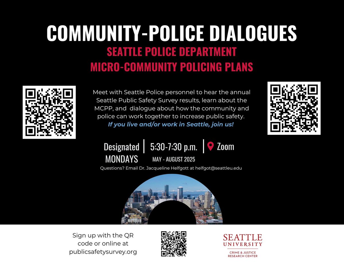 South Precinct SPD MCPP Community-Police Dialogues is next Monday June 2nd 5:30-7:30pm via Zoom, followed by Southwest Precinct in two weeks on June 9th. nextdoor.com/city/post/4028… via <a href="/Nextdoor/">Nextdoor</a> <a href="/SeattlePD/">Seattle Police Department</a>  <a href="/SeattleUCJ/">SeattleU Criminal Justice, Criminology & Forensics</a> <a href="/seattleu/">Seattle University</a> <a href="/SUNewsroom/">SeattleU Newsroom</a> <a href="/SPD_MCPP/">SPD Micro Community Policing Plans</a>
