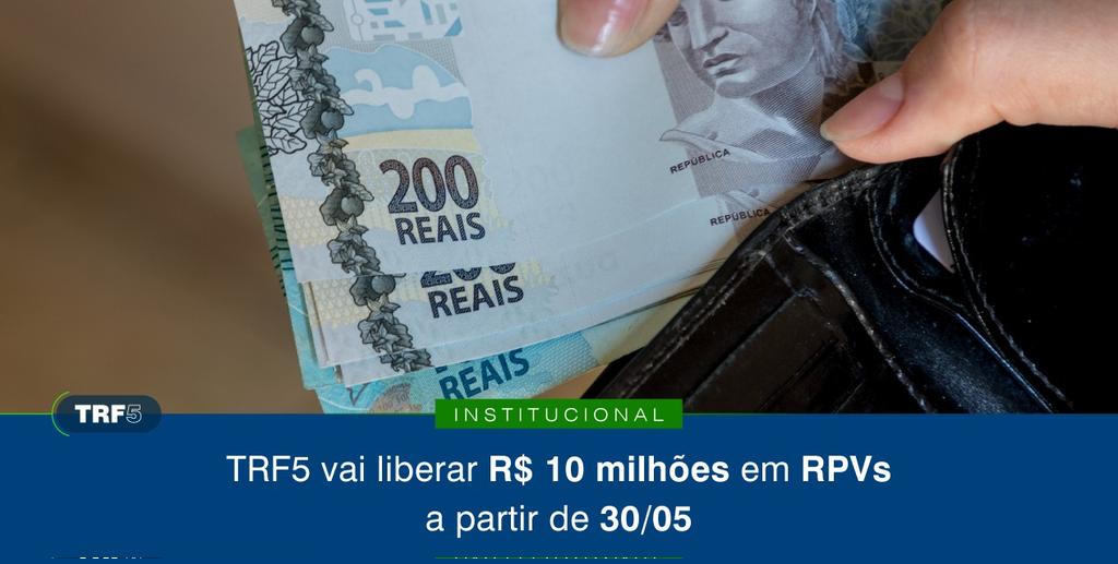 O montante corresponde às RPVs autuadas no mês de abril e beneficiará 1.537 pessoas em toda a 5ª Região. Saiba mais: bit.ly/4kxL5K8