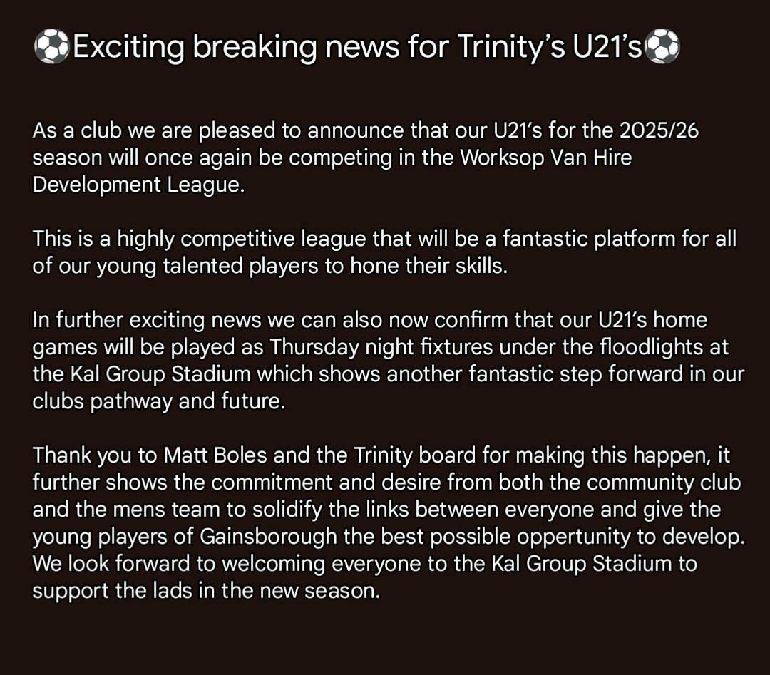 Gainsborough Trinity u21s (@trinityu21s) on Twitter photo 