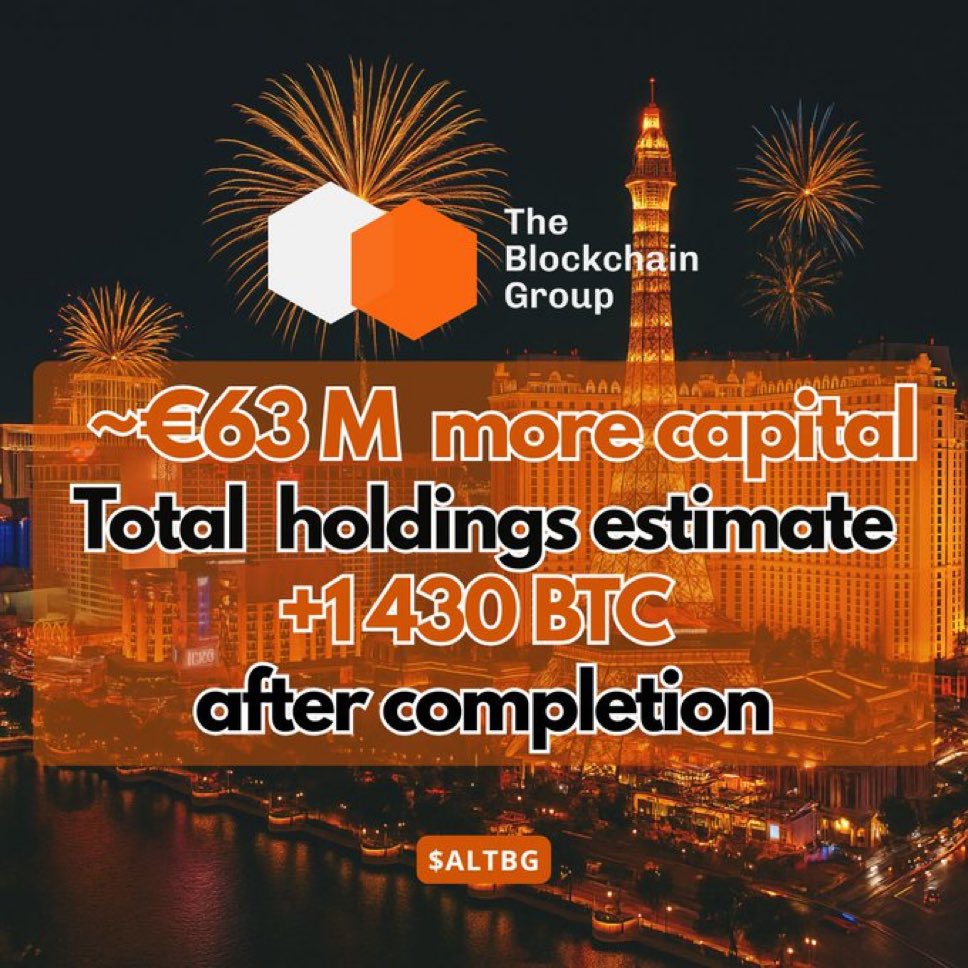 JUST IN: The Blockchain Group announces a €63.3M convertible bond issuance  to advance its Bitcoin Treasury Company strategy. This issuance has the  potential to bring total holdings to 1,437 BTC upon completion.