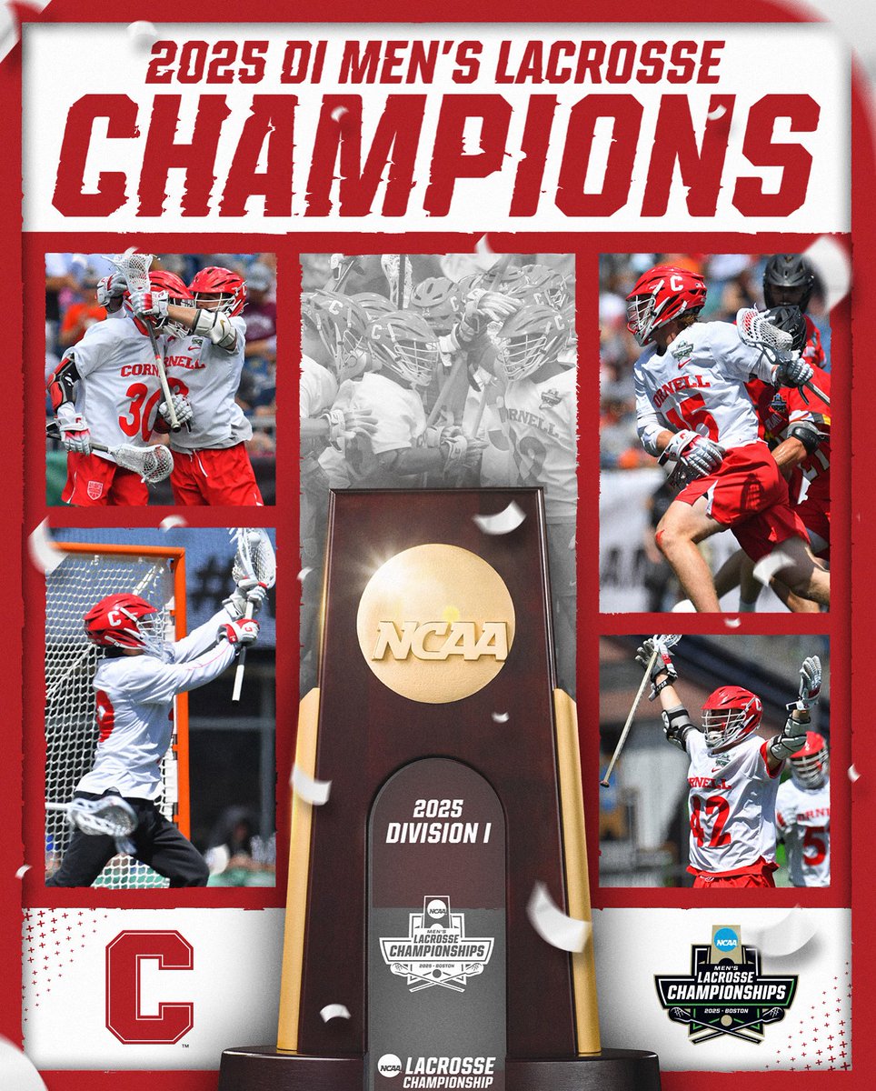 NCAA Lacrosse (@ncaalax) on Twitter photo BIG RED, BIG STAGE, BIG WIN 🏆
(1) <a href="/CornellLacrosse/">Big Red Lacrosse</a> defeats (2) Maryland, 13-10, to win the 2025 DI Men’s Lacrosse National Championship and their first in 48 years.
#NCAAMLAX BIG RED, BIG STAGE, BIG WIN 🏆
(1) <a href="/CornellLacrosse/">Big Red Lacrosse</a> defeats (2) Maryland, 13-10, to win the 2025 DI Men’s Lacrosse National Championship and their first in 48 years.
#NCAAMLAX