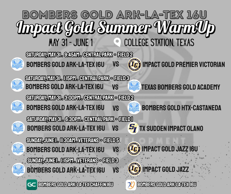 Bombers Gold 16u ArkLaTex - CHAFFIN (@bomberchaffin) on Twitter photo Schedule drop for this weekend. Impact Gold summer warm up. <a href="/ExtraInningSB/">EXTRA INNING SOFTBALL</a> <a href="/toddchaffin65/">Todd Chaffin</a> <a href="/EasomCaroline/">Caroline Easom</a> Schedule drop for this weekend. Impact Gold summer warm up. <a href="/ExtraInningSB/">EXTRA INNING SOFTBALL</a> <a href="/toddchaffin65/">Todd Chaffin</a> <a href="/EasomCaroline/">Caroline Easom</a>