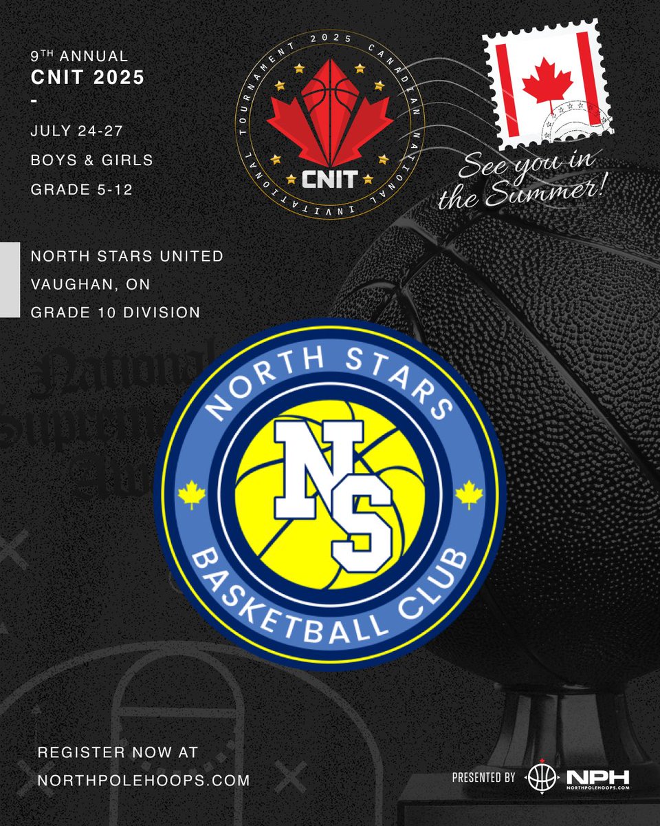 CNIT (@canadiannit) on Twitter photo There’s been some ELITE hoopers coming out of Vaughan in the past, let’s find out who’s got next 👀🇨🇦🔥 Welcome <a href="/NorthStarsUni/">North Stars BBall</a> to the 9th annual CNIT
July 24-27, grade 5-12, boys & girls
Register your team at NorthPoleHoops.com/CNIT There’s been some ELITE hoopers coming out of Vaughan in the past, let’s find out who’s got next 👀🇨🇦🔥 Welcome <a href="/NorthStarsUni/">North Stars BBall</a> to the 9th annual CNIT
July 24-27, grade 5-12, boys & girls
Register your team at NorthPoleHoops.com/CNIT