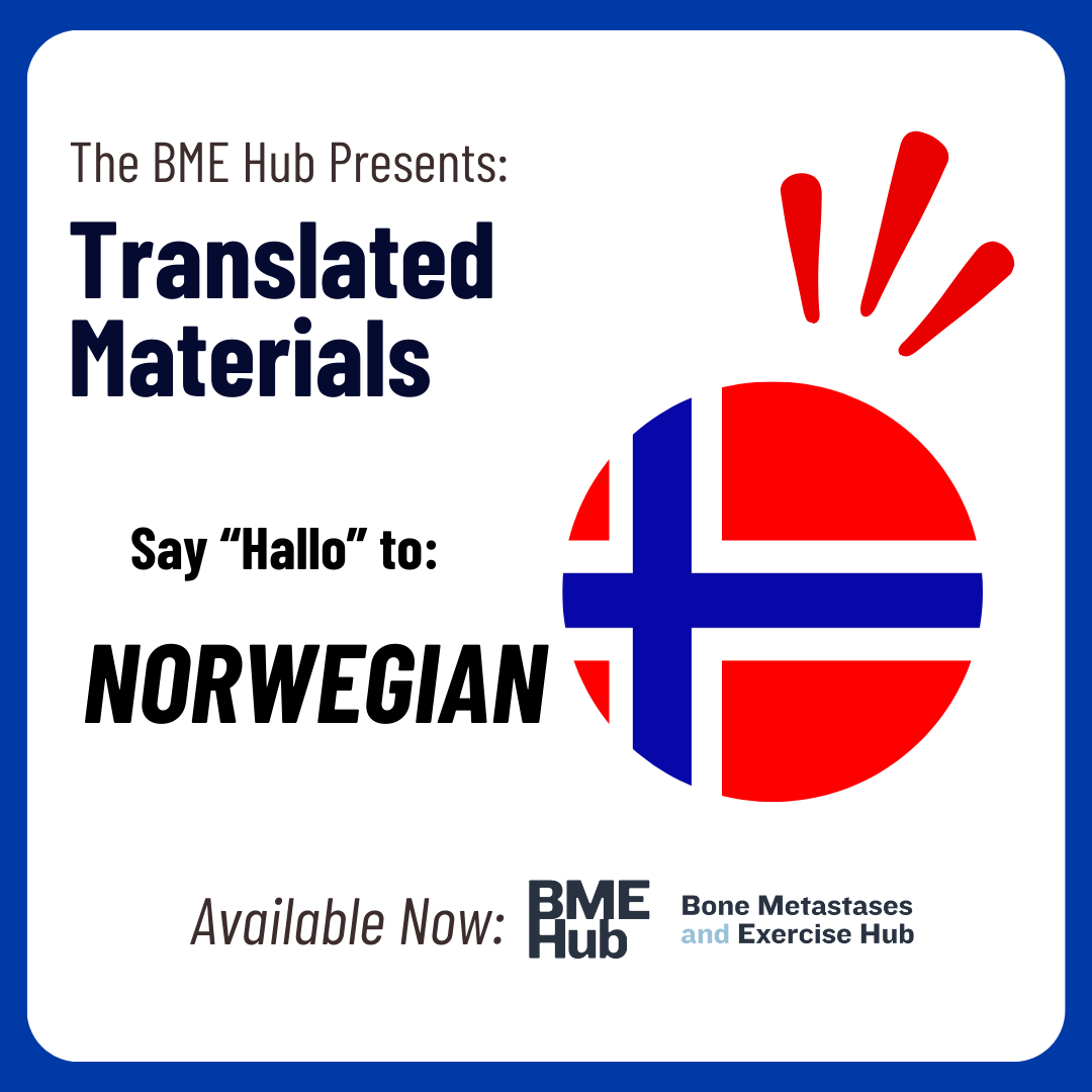 Cancer Exercise & Physiotherapy Lab (@cepl_ubc) on Twitter photo Translated materials are now available in Norwegian on the BME Hub! Explore the resources at cancerexercise.med.ubc.ca/bmehub/ #BMEhub #bonemetastasis
<a href="/KLCampbellPhD/">Kristin Campbell, PhD</a> Translated materials are now available in Norwegian on the BME Hub! Explore the resources at cancerexercise.med.ubc.ca/bmehub/ #BMEhub #bonemetastasis
<a href="/KLCampbellPhD/">Kristin Campbell, PhD</a>