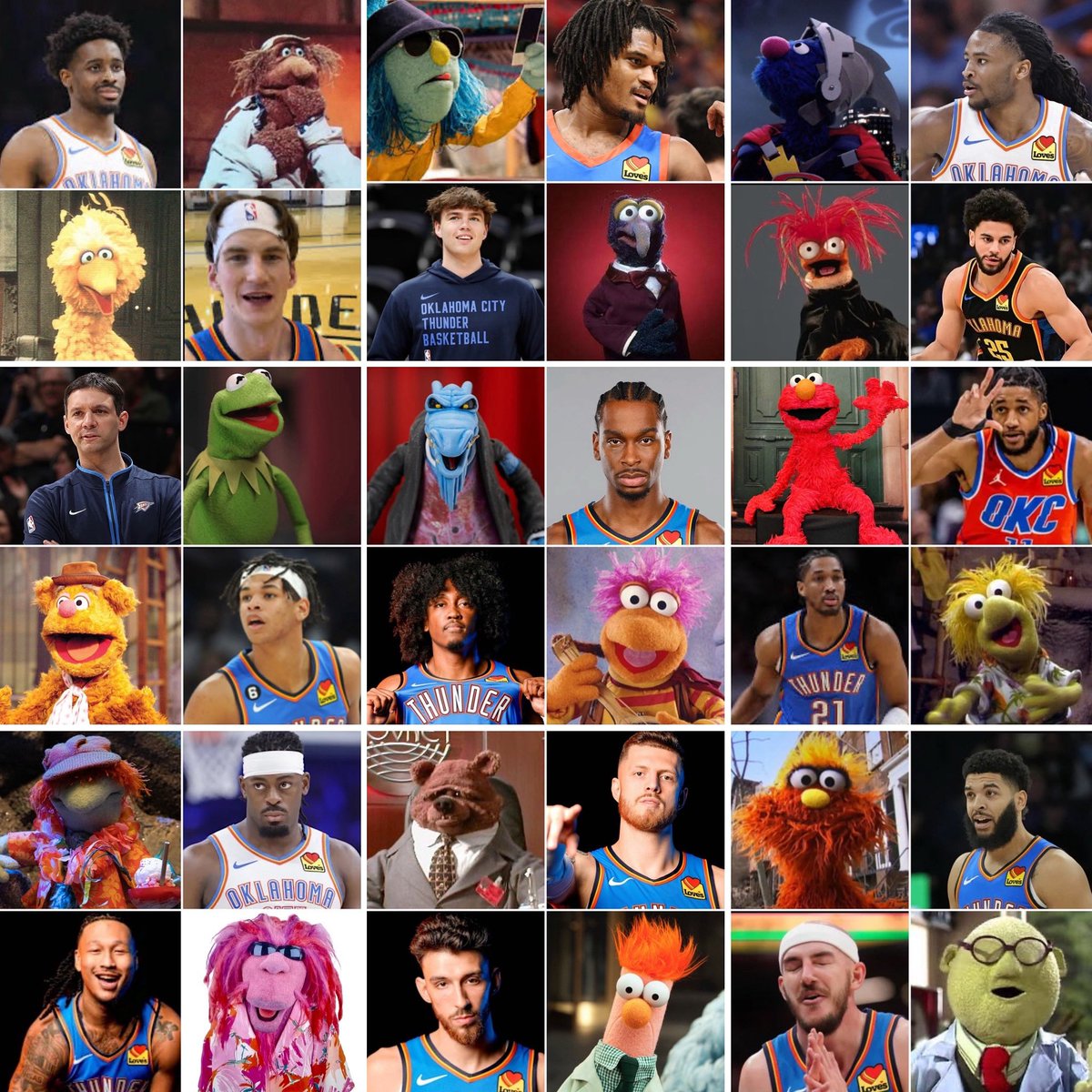 CSCProjects00's tweet image. I keep trying to work on projects, but I can't stop thinking about who each @okcthunder player would be if they were a Muppet. #NBAPlayoffs Brain is real, y'all!