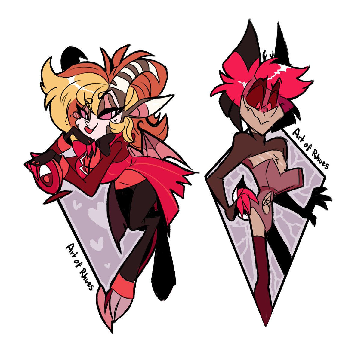ArtofRhues's tweet image. Part of a series of old pin concepts I did a few years back for @/LadyGValentine&apos;s Hellbound charity collab 💋
#HazbinHotelFanart #HazbinHotelAlastor #HazbinHotelOC #artofrhues