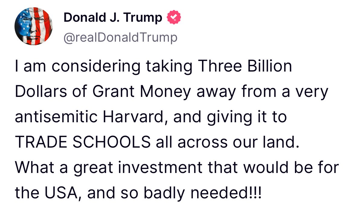 The skilled trades are critical to securing our economic comeback.

Redirecting funds to our trade schools — and away from institutions that allow antisemitism to run rampant — is going to Make America Skilled Again!