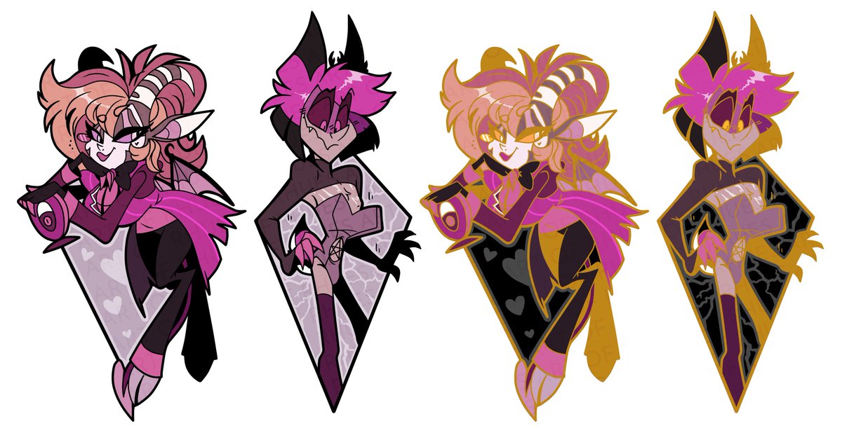 ArtofRhues's tweet image. Part of a series of old pin concepts I did a few years back for @/LadyGValentine&apos;s Hellbound charity collab 💋
#HazbinHotelFanart #HazbinHotelAlastor #HazbinHotelOC #artofrhues
