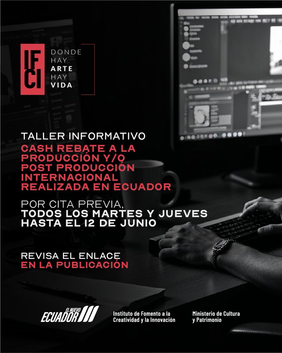 📚✨ Talleres informativos ¿Quieres aprovechar los beneficios del cash rebate para producciones internacionales realizadas en Ecuador?
Agenda tu cita personalizada para recibir toda la información sobre este incentivo.
🔗 Reserva aquí: outlook.office.com/.../CashRebate…