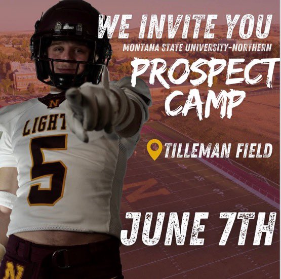 Thank you for the prospect camp invite from Montana state university-northern! <a href="/coachmike3678/">coachmike2231</a>