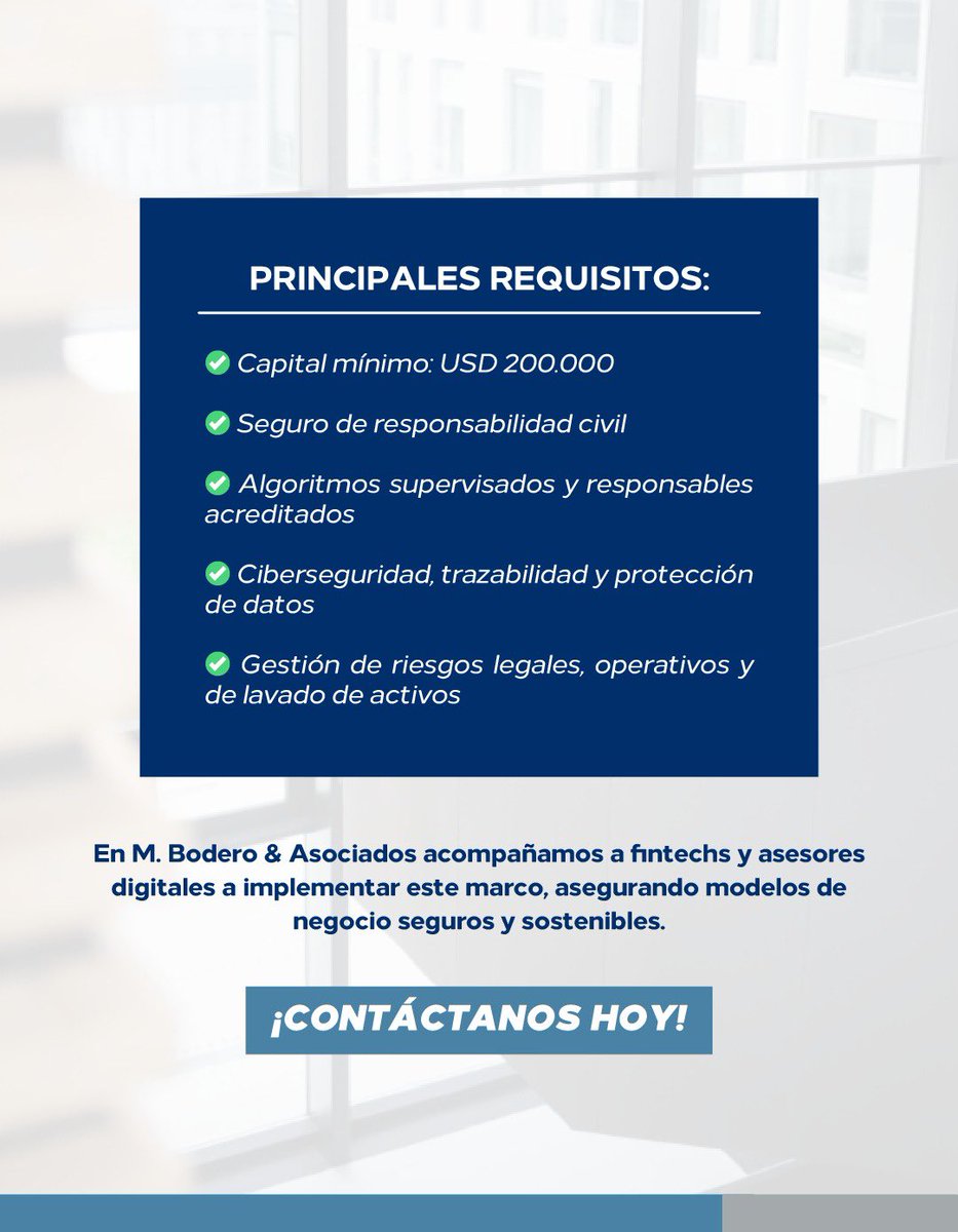 MBoderoAsoc's tweet image. 📢 La Junta de Política y Regulación Financiera ha aprobado un marco regulatorio específico para entidades que prestan servicios de administración de finanzas personales y/o asesoría financiera mediante tecnologías, en el contexto de la #LeyFintech.

👉 Desliza y entérate.