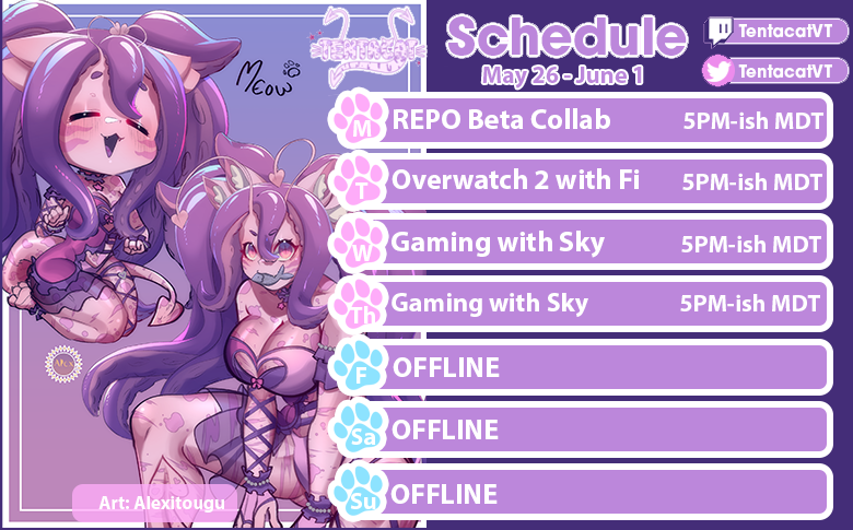 TentacatVT's tweet photo. Somewhat late schedule post cuz I been an eepy gorl today. But we are gonna try the REPO Beta tonight, weeee! https://t.co/HAGlLX0NPJ